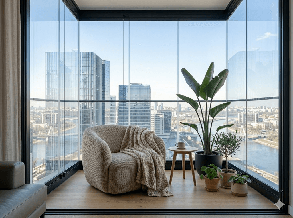 SONRA — camla kapatılmış balkon